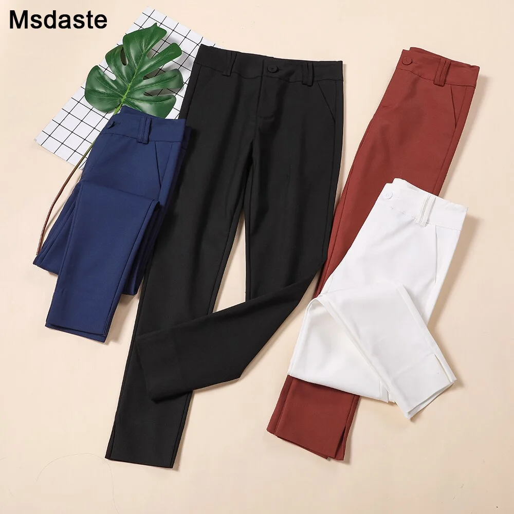 Office Lady Pencil Pants 2020 Women Fashion Work Wear Trousers Business Ladies Korean Style Female Black Navy blue White Pants
