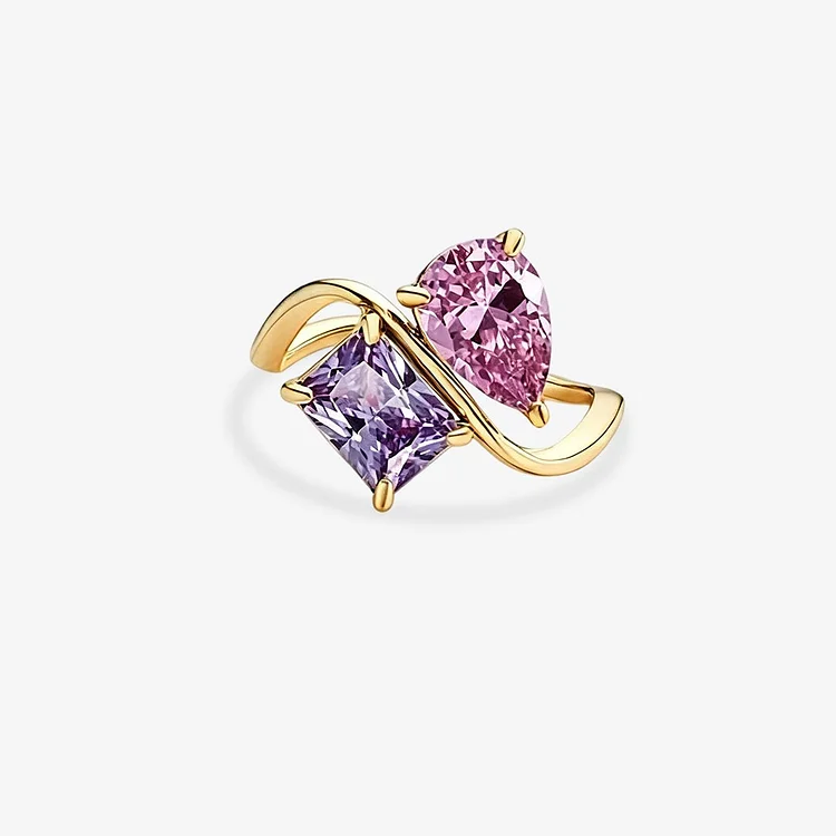 Mother & Daughter Customized Double Birthstones Infinity Bonds Ring