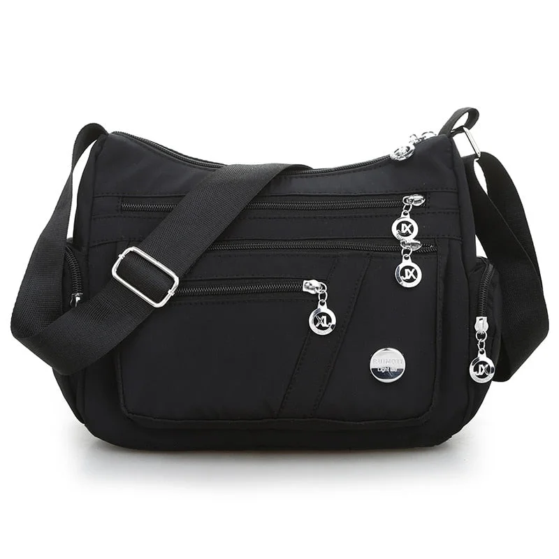 Lightweight Shoulder Bag Solid Contracted joker Messenger Bag More Zippers Waterproof Oxford Crossbody Bag Practical Hobos Soft