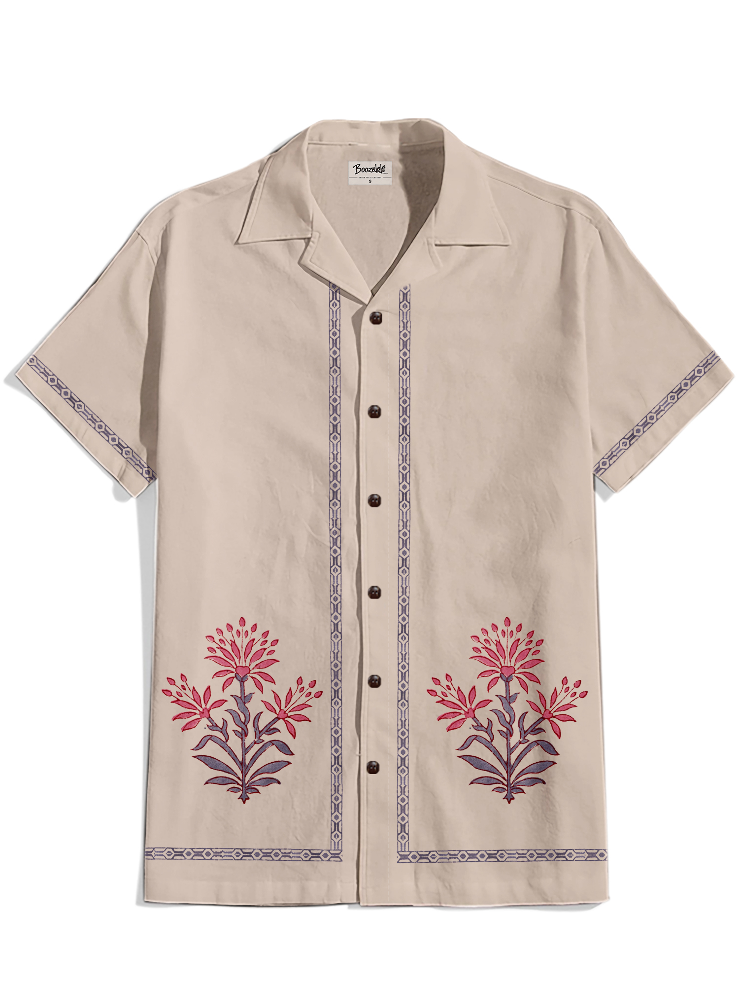 Elegant Vintage Purple Flowers- 100% Cotton Shirt
