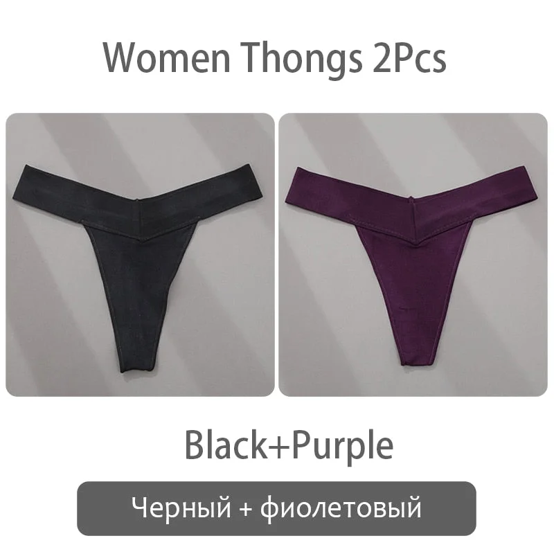FINETOO S-2XL Women Thongs Sexy V Waist G-String Panties Plus Size T-back Underpants Ladies Thongs Underwear Female Lingerie New