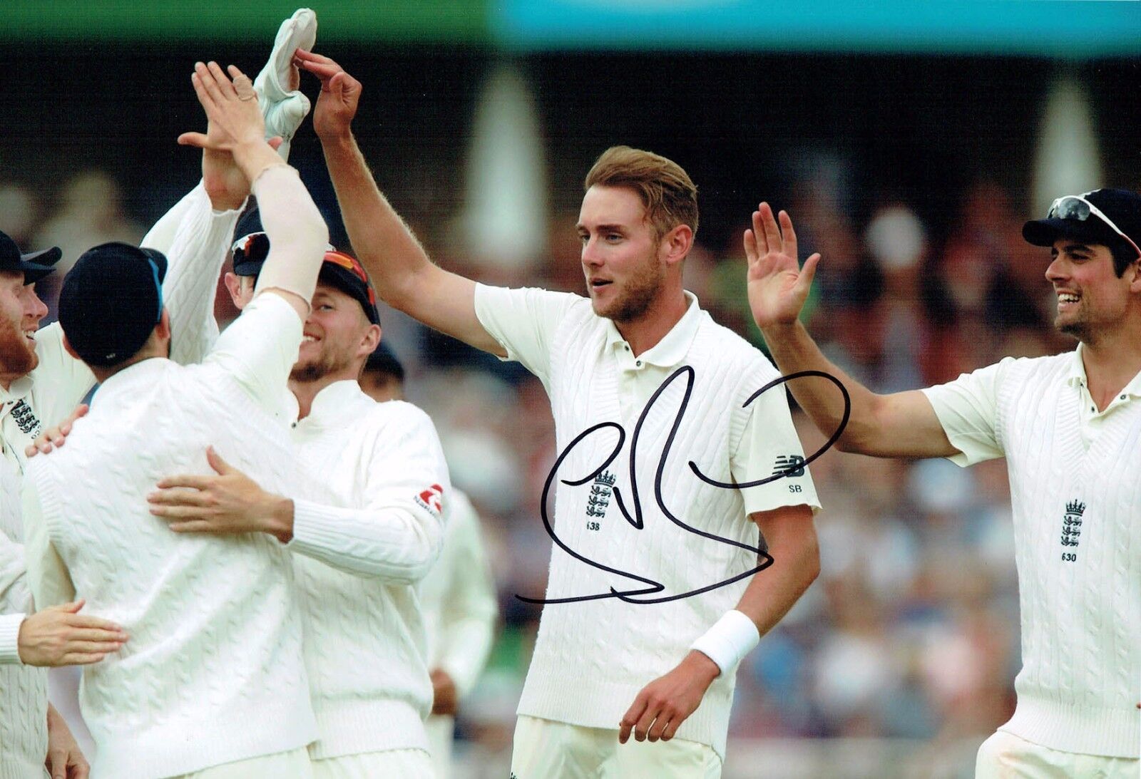 Stuart BROAD 2017 Signed Autograph 12x8 Cricket Photo Poster painting C England AFTAL COA