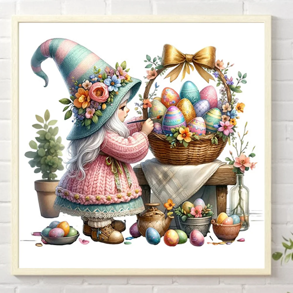Partial AB Diamond Painting - Full Round Drill - Egg Painting Gnome(Canvas|35*35cm)