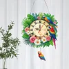 (US Only)2D Flat DIY Jungle Parrots 5D Diamond Clock Pendant Art Craft for Living Room