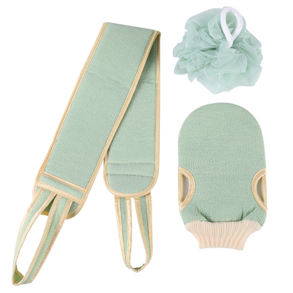 

3pcs Bath Towel Shower Cleaning Back Scrubber Body Massage Brush Glove Set, Green, 501 Original