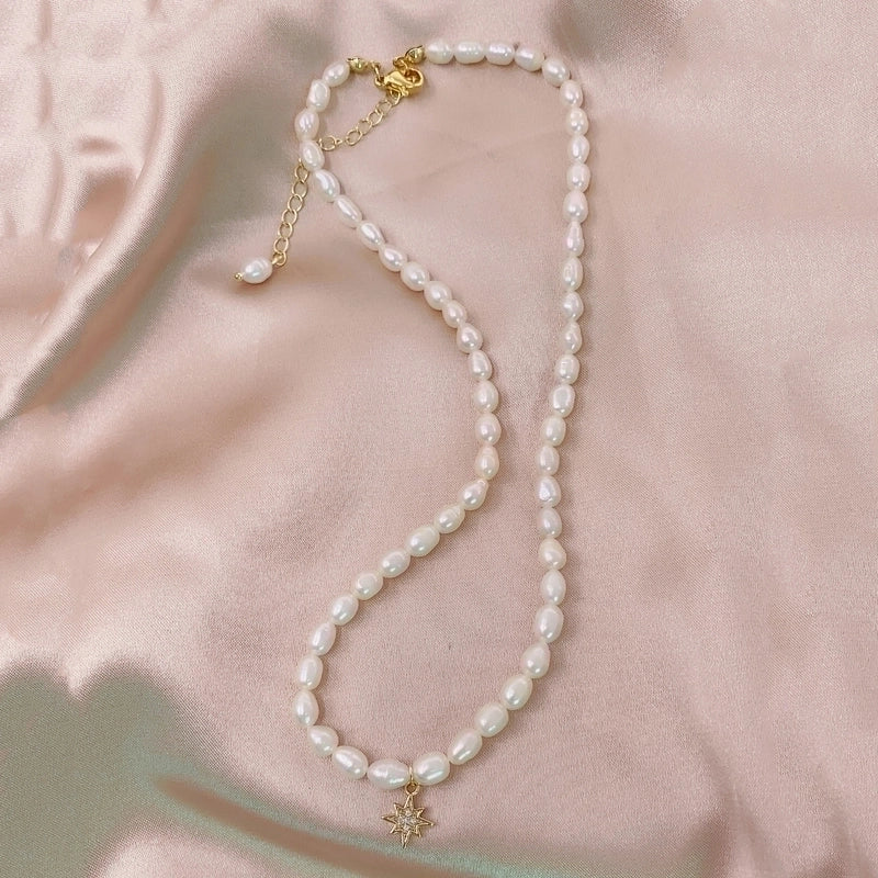 Alloy Freshwater Pearl Copper Fashion Solid Color Irregular Necklace