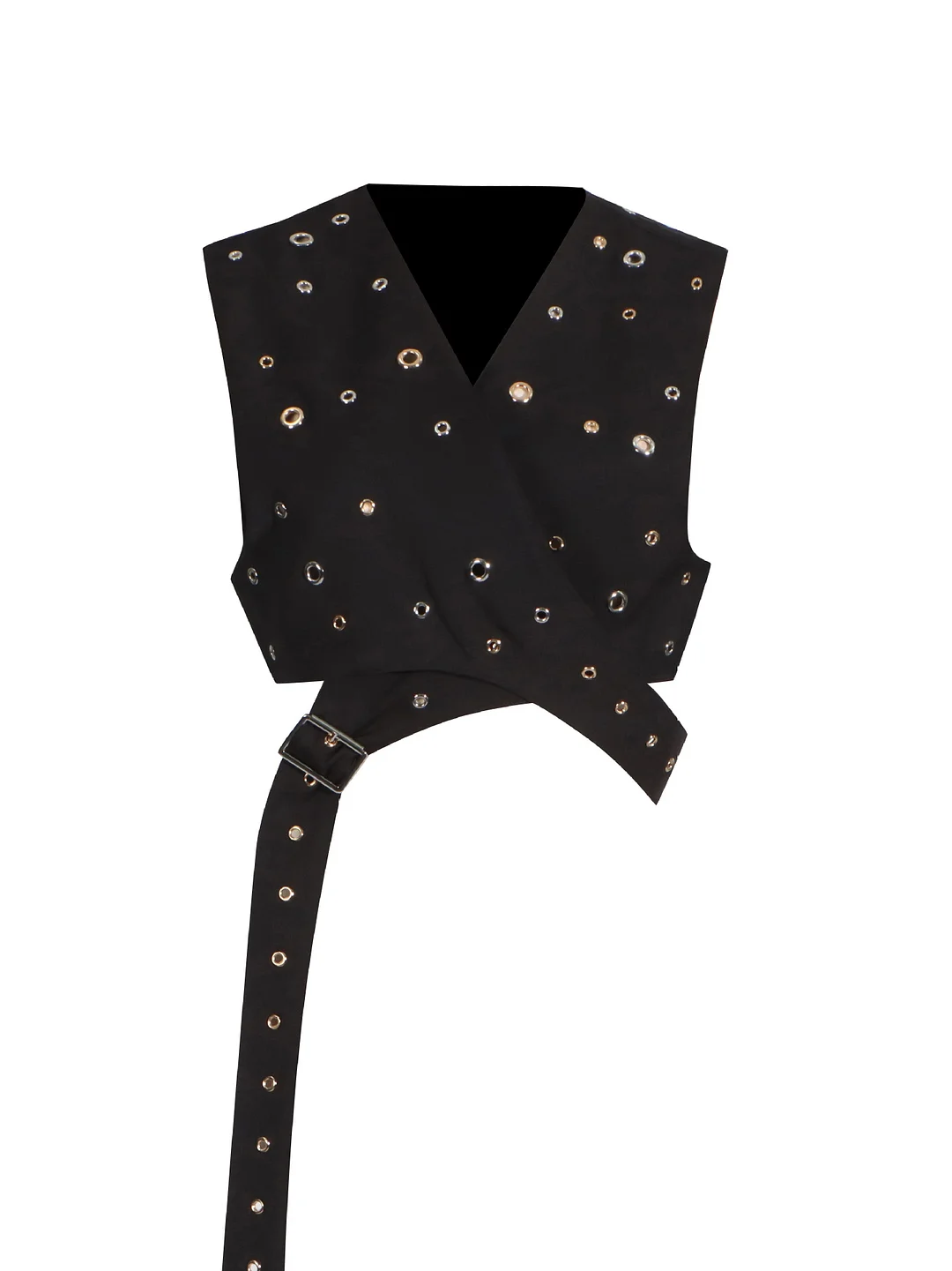 Woherb Woherb Trend Wind Sleeveless Jacket 2024 Summer New Personality Handmade Rivets Splicing Design Sense Vest Female-Outfit Ideas