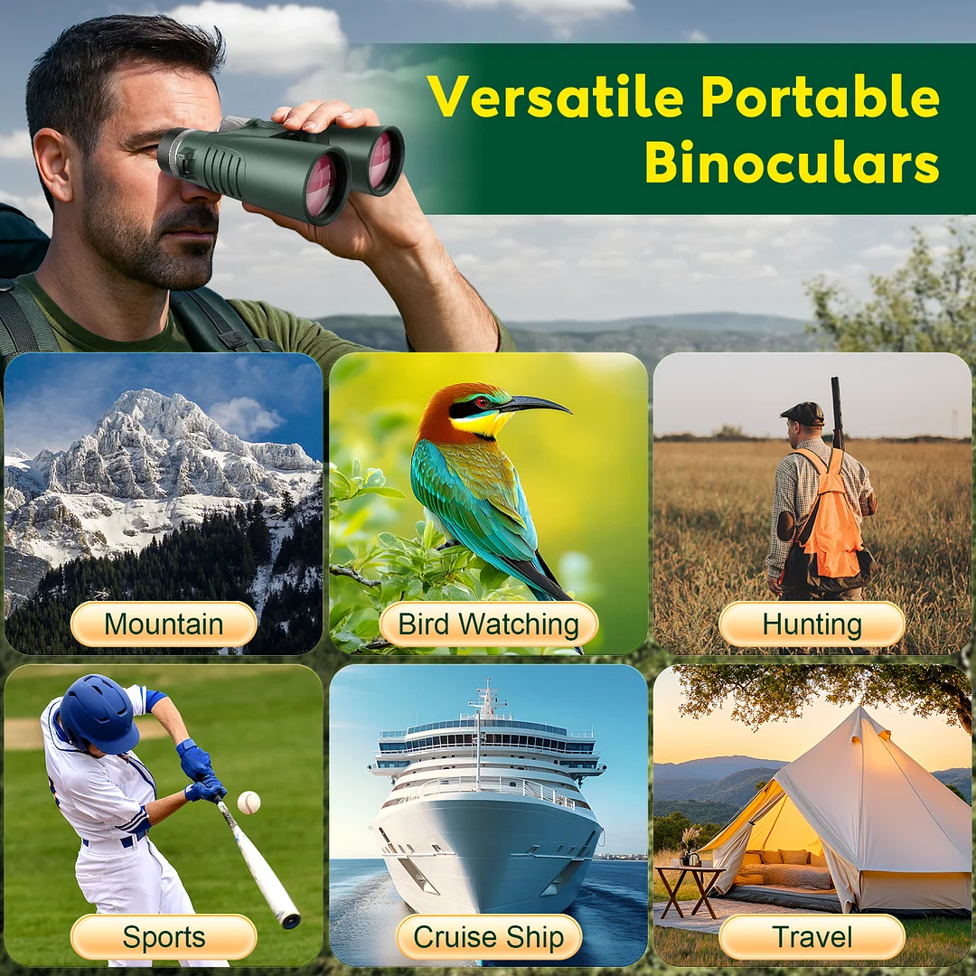 HD Binoculars for Adults, Lightweight Waterproof, High Powered with Upgraded Phone Adapter (green)