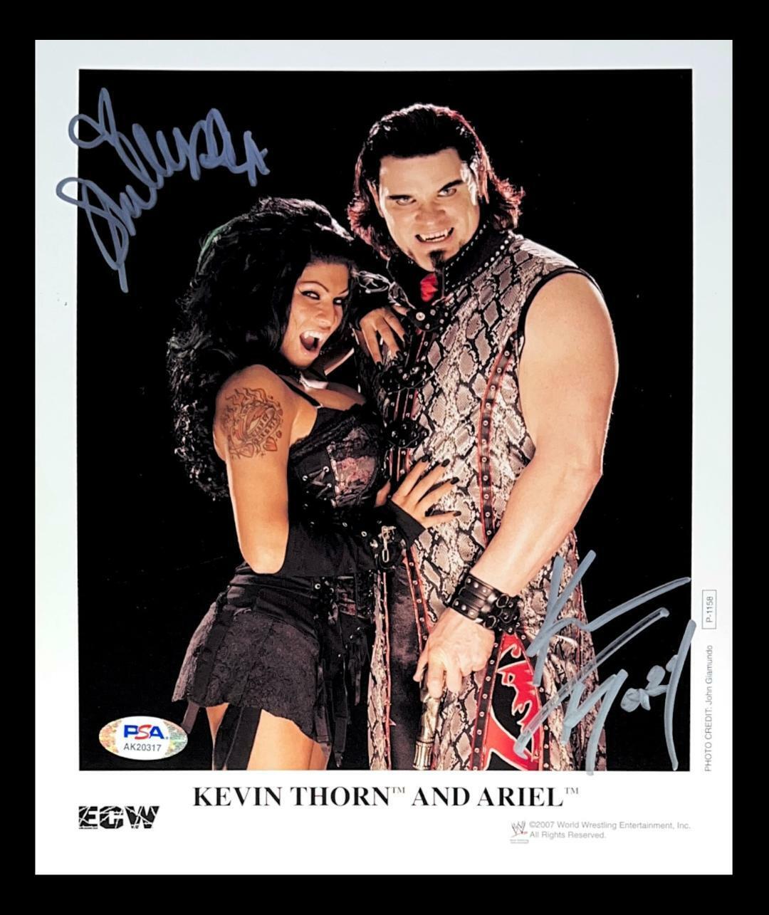 WWE KEVIN THORN AND ARIEL P-1158 HAND SIGNED 8X10 PROMO Photo Poster painting WITH PSA DNA COA