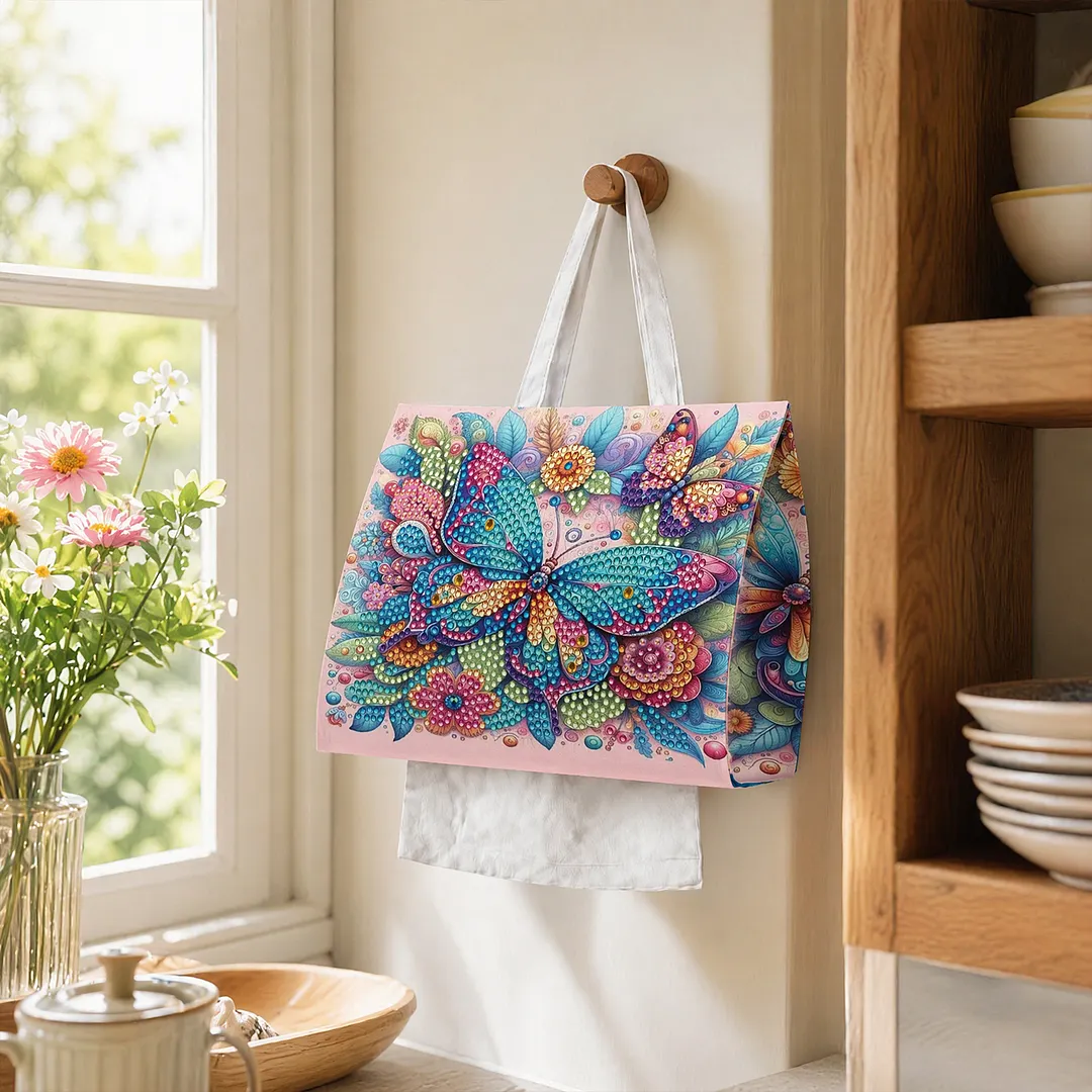Diamond Tissue Organizer Exquisite Craftsmanship for Bathroom Bedroom Decor (Garden Butterfly)