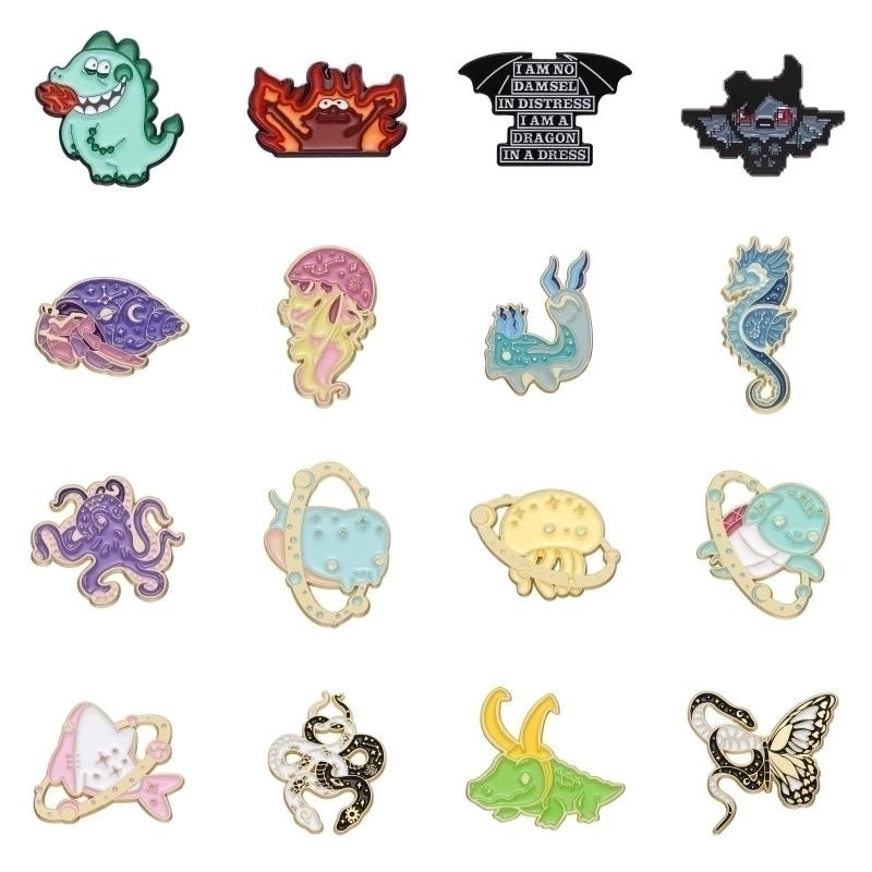 Cartoon Style Snake Shark Alloy Stoving Varnish Plating Unisex Brooches