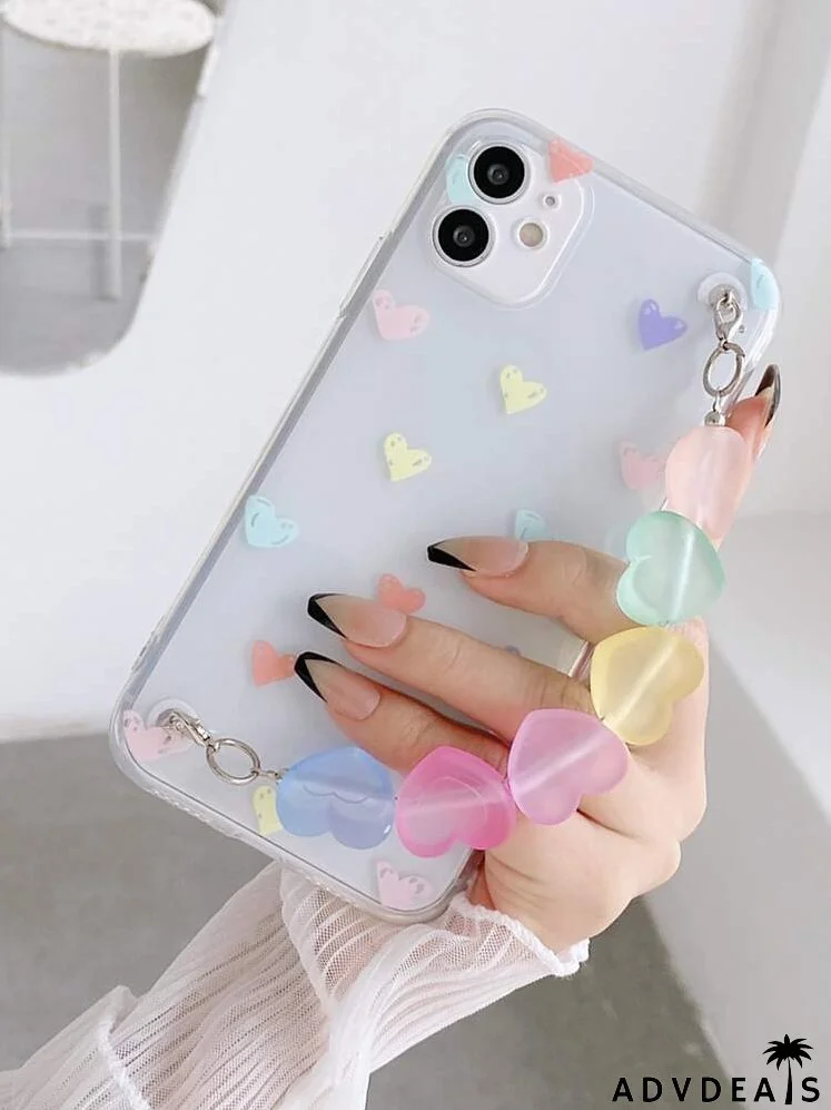 Heart Pattern Hand Strap Phone Case