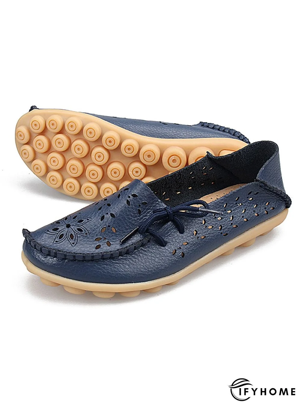 Cowhide Hollow Lace-up Portable Shoes | IFYHOME