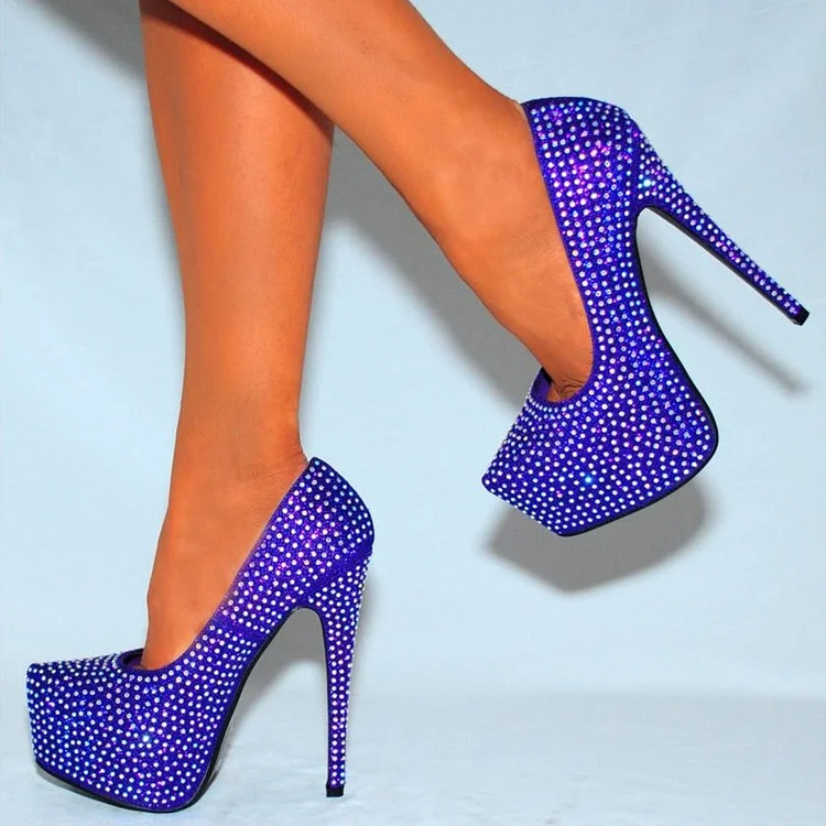 Purple Sparkly Platform Heels  's Prom Shoes Vdcoo