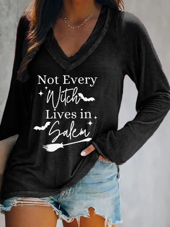 Women's Vintage 1692 "Not Every Witch Lives in Salem" Print Long Sleeve T-Shirt