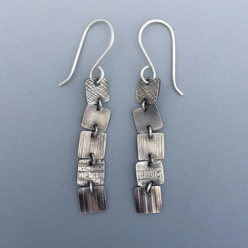Vintage Punk Metal Sheet Pendant Earrings Famous Tribal Ancient Silver Color Chain Tassel Alloy Earrings Hot Sale
