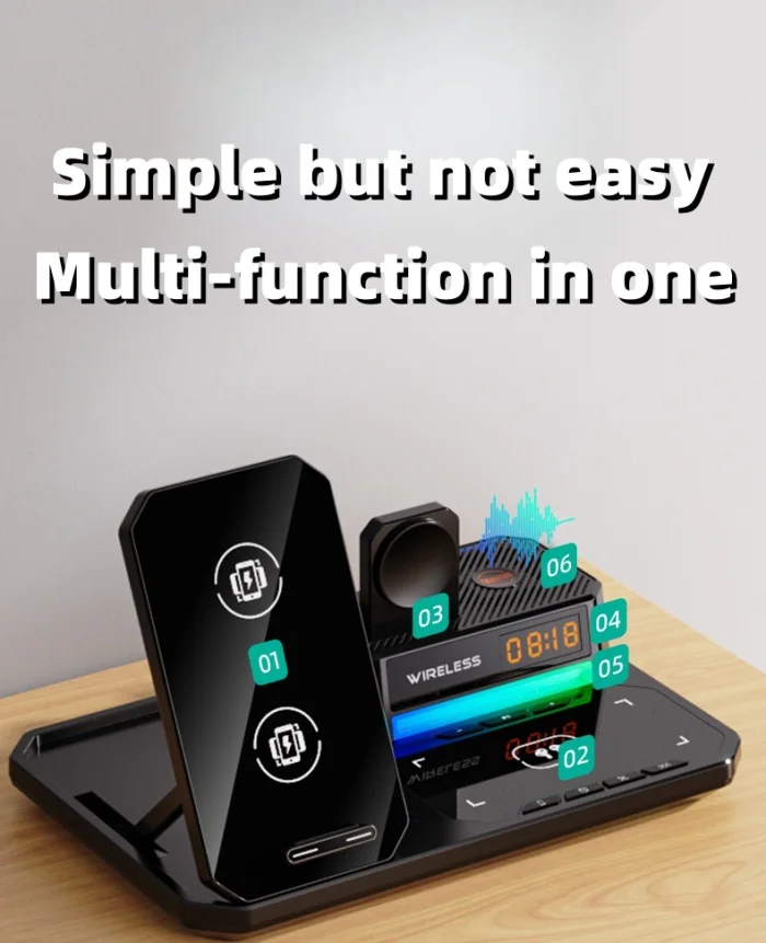 Desktop Ambience Night Light 6-in-1 Wireless Charger