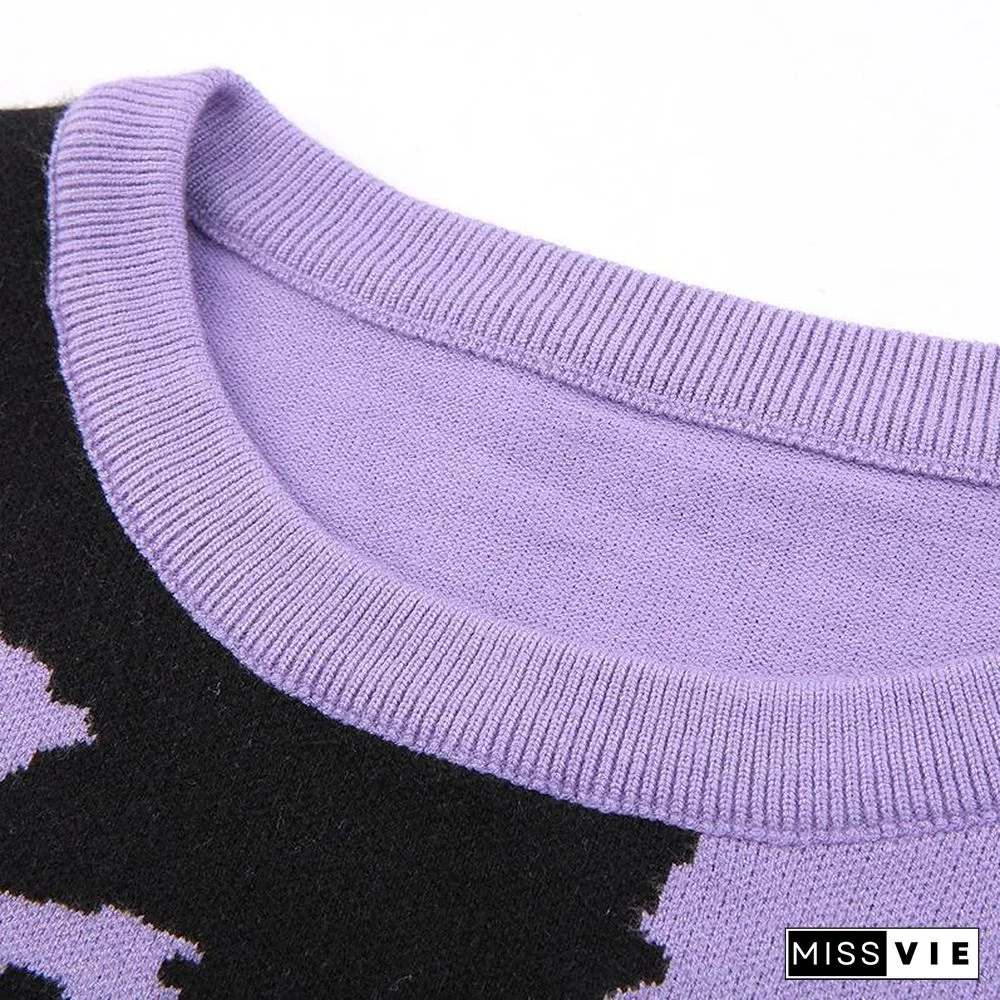 Loose Abstract Figure Printed Sweater