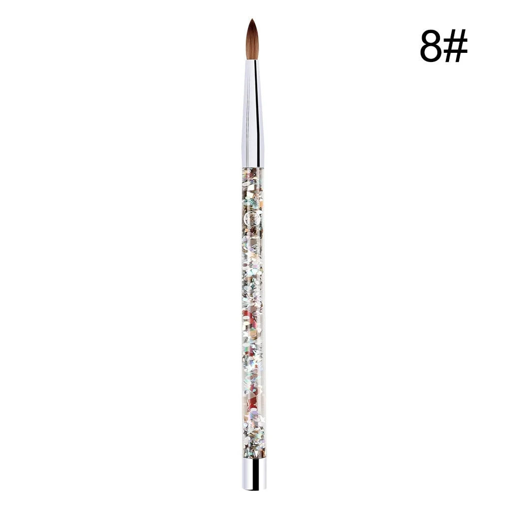 1PC Crystal Acrylic Nail Art Brush No 8/10/12/14 UV Gel Carving Pen Brush Liquid Powder DIY Nail Drawing Liquid Glitter Handle-Nail Inspo