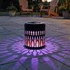 Solar Elegant Flower Wall Lights Waterproof Decorative Pathway Light 7-Color Changing Metal Projector Lamps for Backyards/Patio/Porch