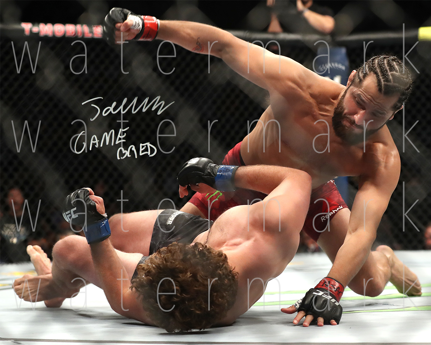 Jorge Masvidal flying knee Ben Askren signed Photo Poster painting UFC MMA 8X10 poster auto RP