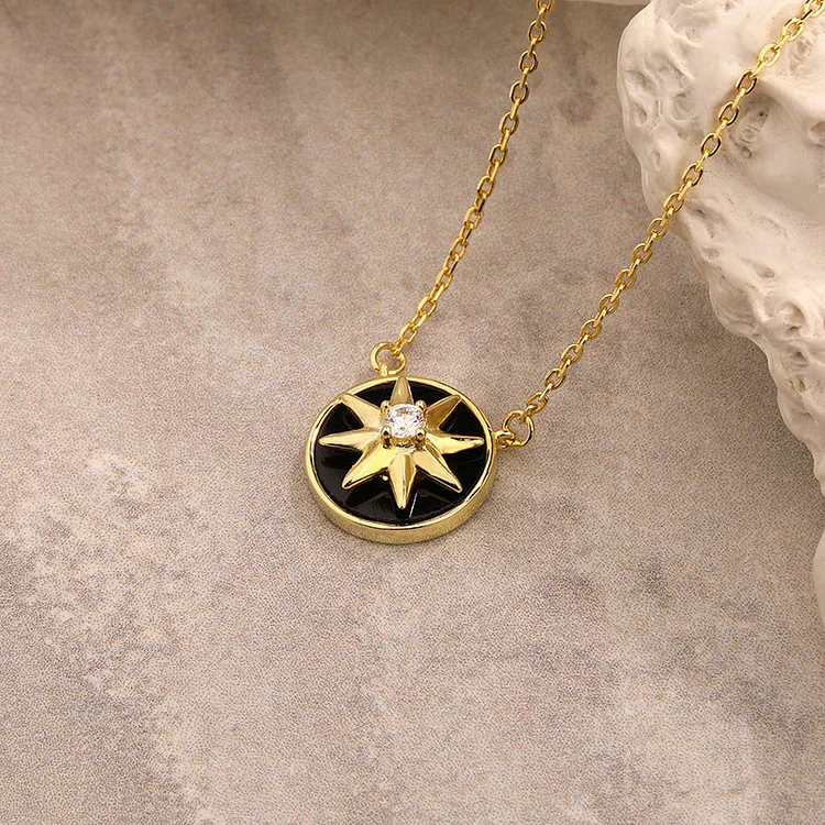 S925 Sterling Silver Rotating Eight Pointed Star Necklace