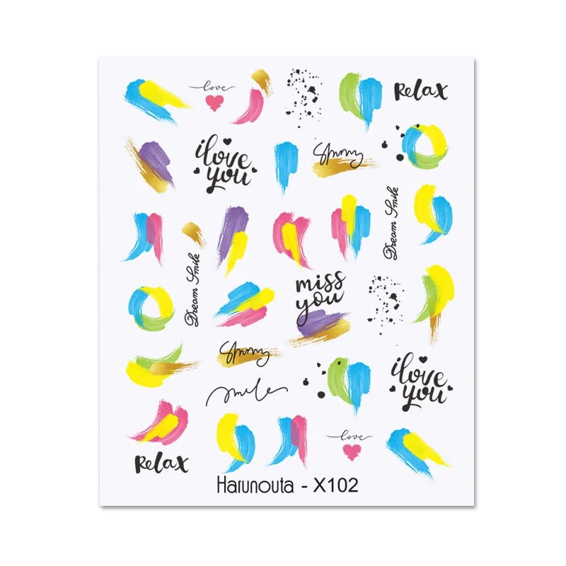 Harunouta Valentine's Day Love Heart Pattern Water Decals Stickers Christmas Snowflakes Design Slider For Nails Art Decoration-Nail Inspo