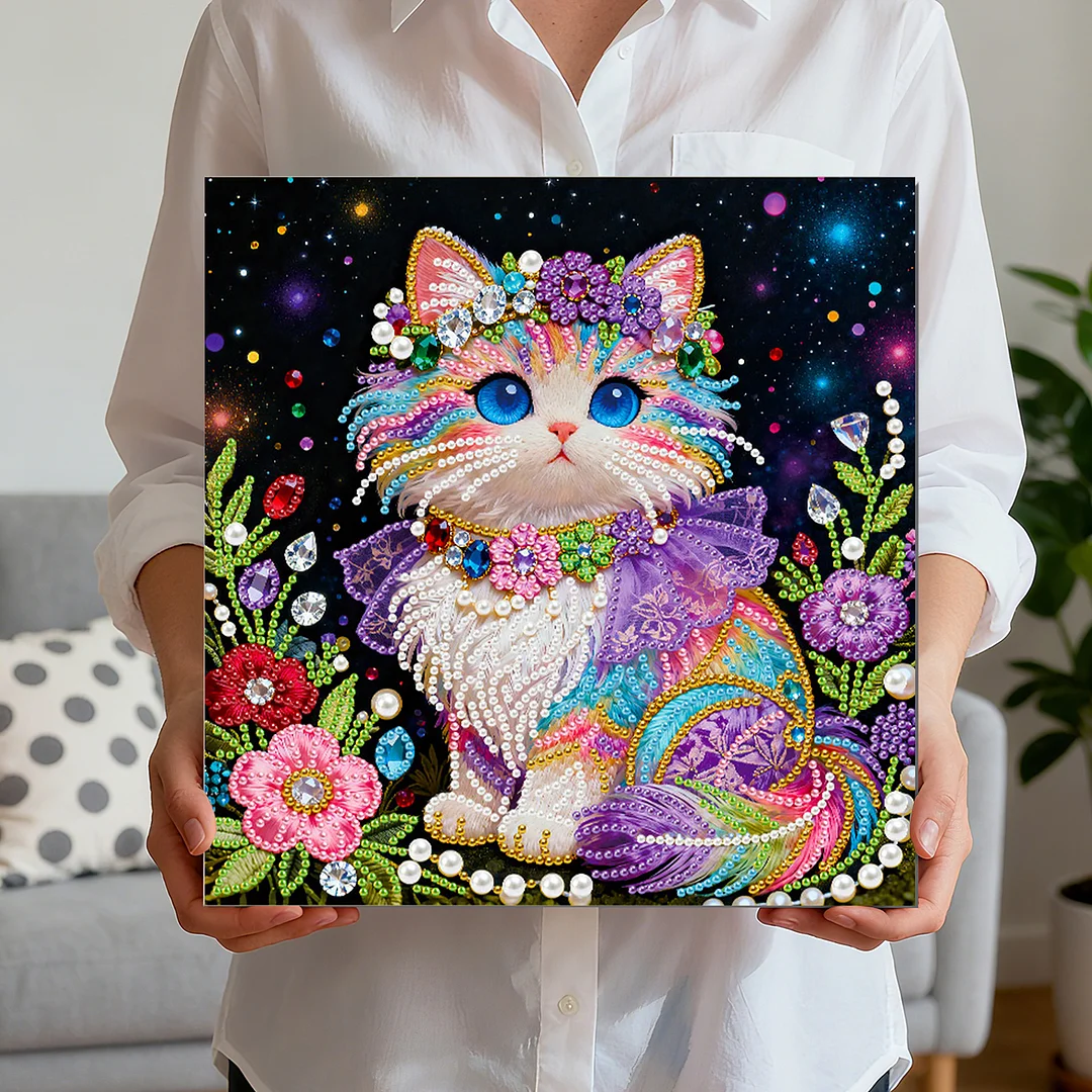 Cat Art Diamond Painting Kit for Adults Home Decor 25x25cm With Frame