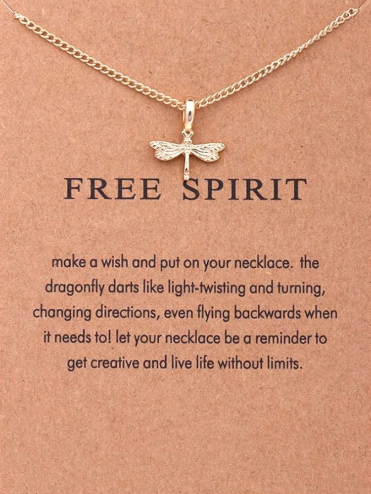 Wish Card Dragon Fly Necklace