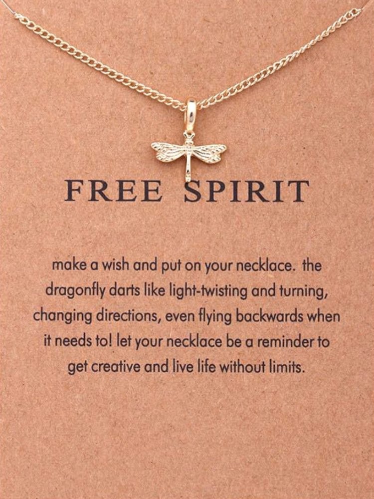 Wish Card Dragon Fly Necklace