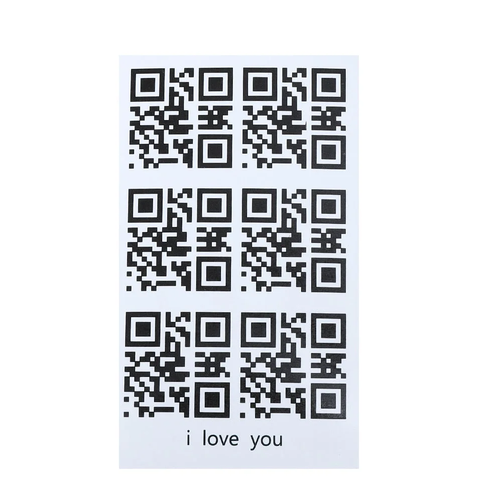 5 Pcs/Set Creative Love QR Code Fake Tattoo for Lovers Adults Wrist Body Art Waterproof Temporary Tattoo Sticker for Men Women