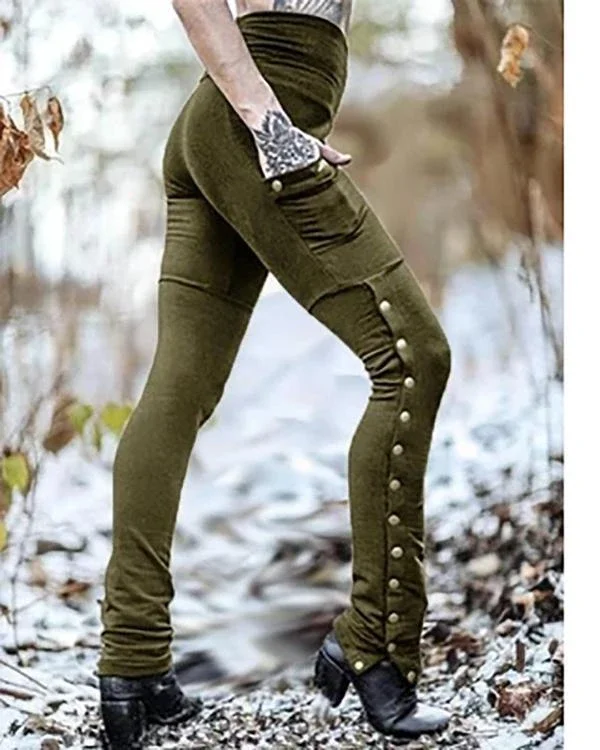 women s rvet split slim stretch pocket leggings pants p98144