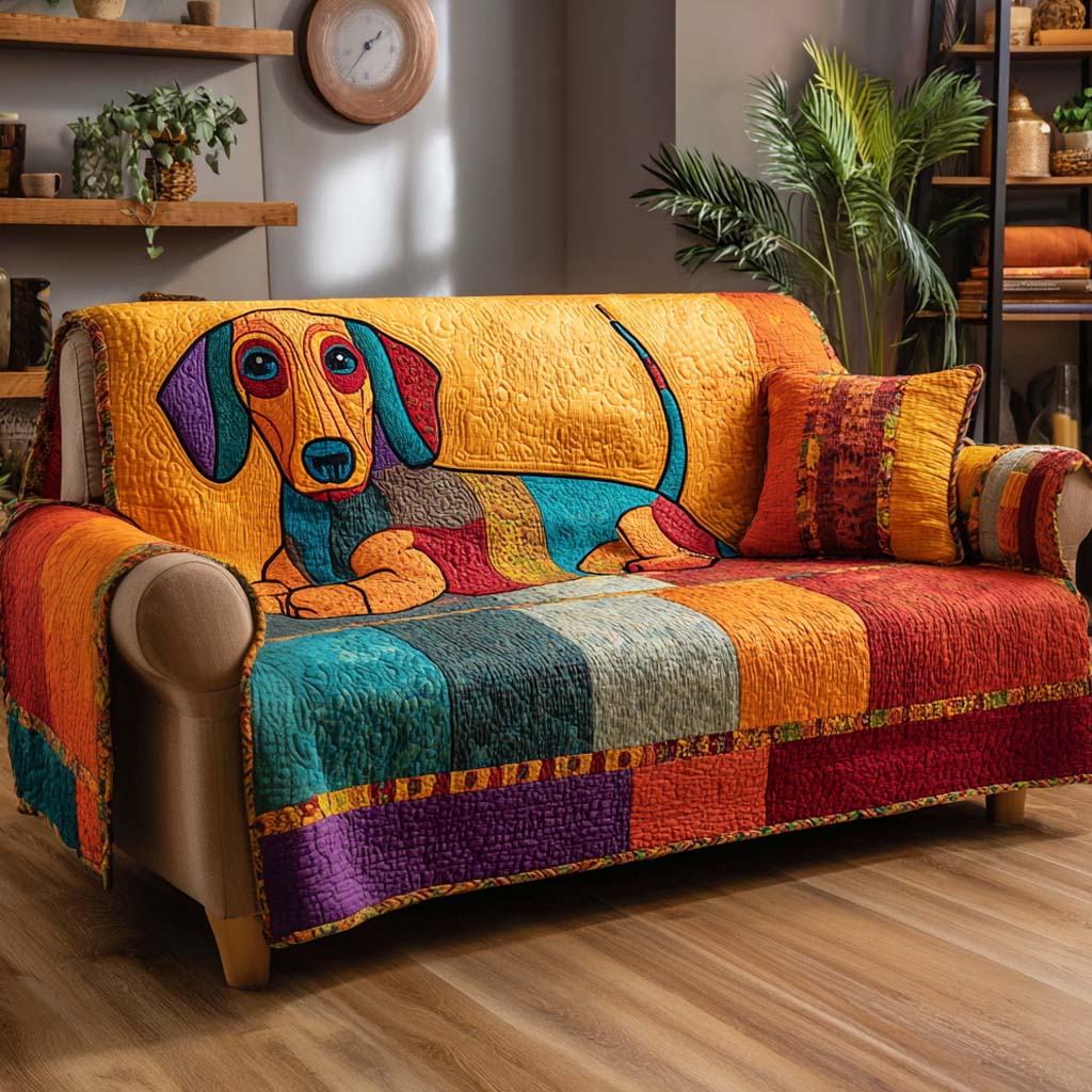Patchwork Pup Quilted Sofa Cover NCU0XD1289 everthome