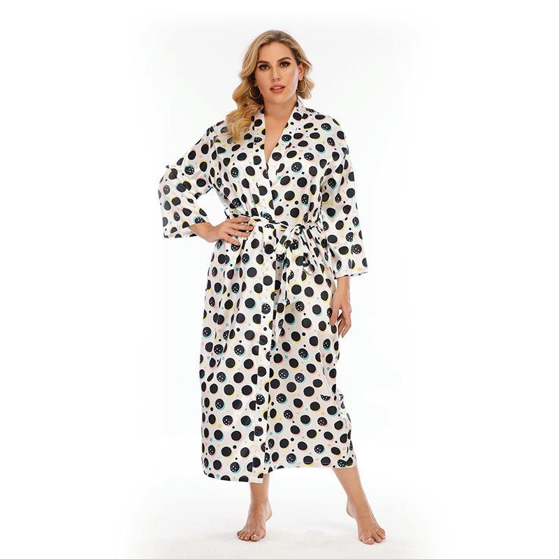  thdmladies Imitation Silk Polka-dot Sleepwear thedmladies