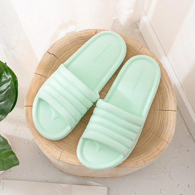 Women's Summer Slippers Unisex EVA Non-slip Bathroom Indoor Slippers Solid Color Flat Floor Slippers Soft Couples Home Shoes
