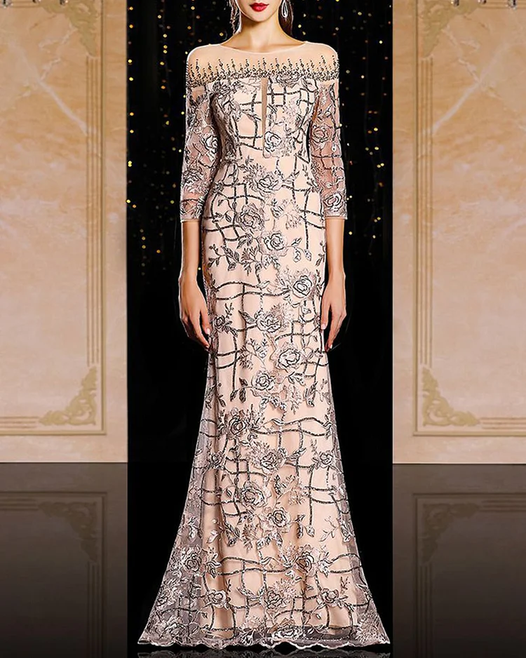 Women's Solid Color Sequins Dress