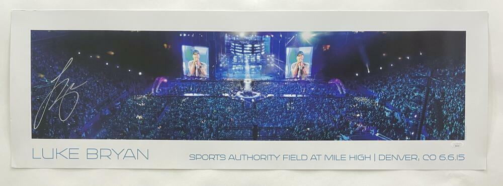 LUKE BRYAN SIGNED AUTOGRAPH 12X36 CONCERT TOUR PANORAMIC POSTER Photo Poster painting RARE! JSA