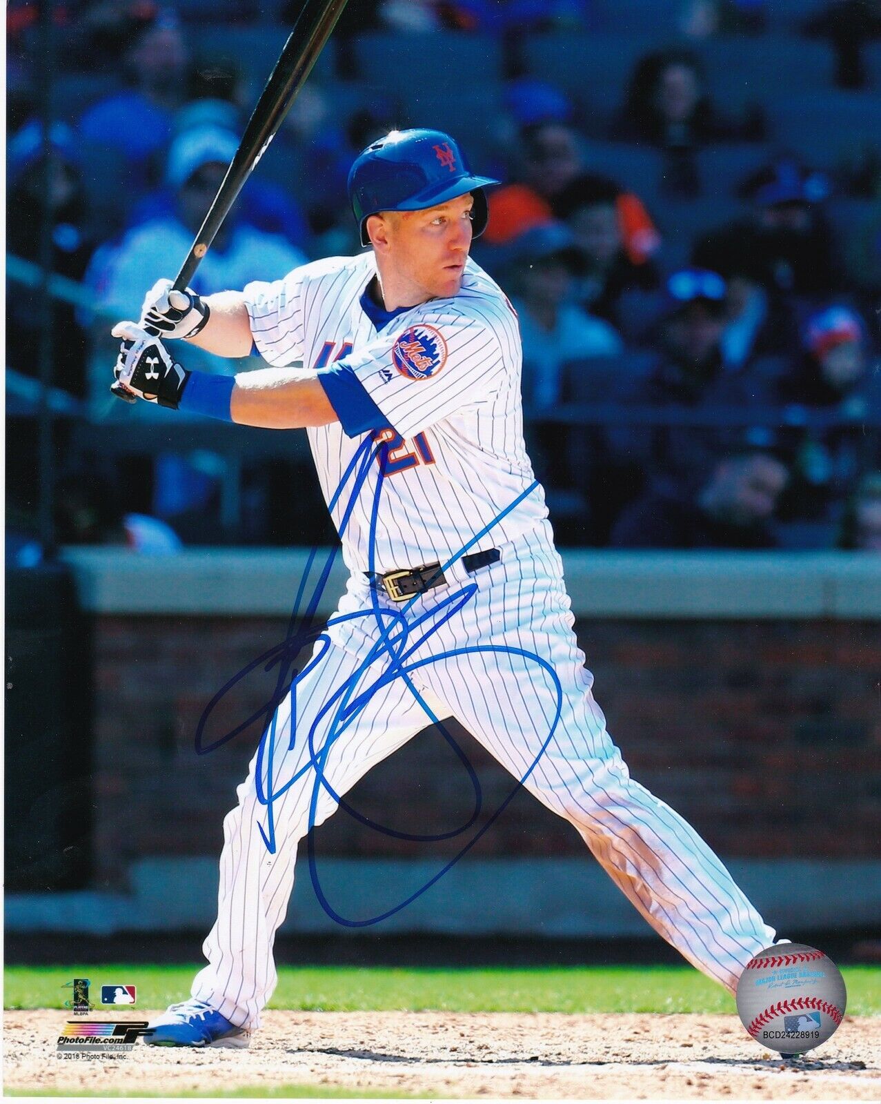 TODD FRAZIER NEW YORK METS ACTION SIGNED 8x10