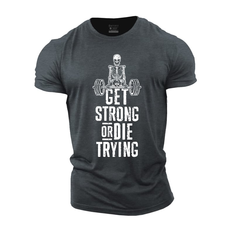 Cotton Die Trying Graphic Men's T-shirts tacday