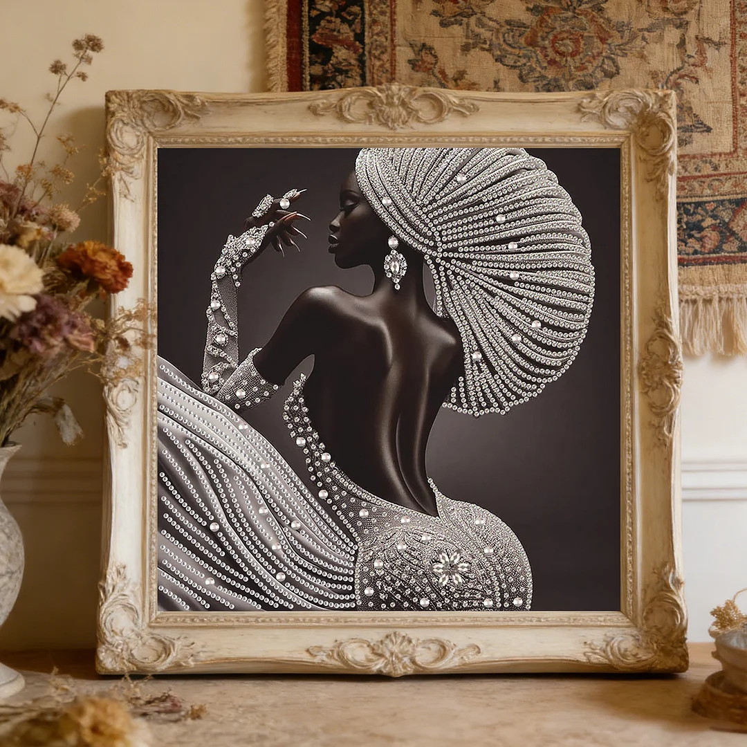 Diamond Painting - Partial Special Shaped Drill - Silver Crown Lady(Canvas|30x30cm)