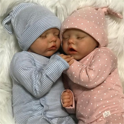  12" & 16" Twins Extremely Flexible Silicone Reborn Baby Doll Boy and Girl Tumbo and Toromo with a Realistic Belly Button - Reborndollsshop®-Reborndollsshop®