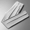 Summer Men's 2023 New High Elastic Quick Dry Ice Silk Straight Suit Pants