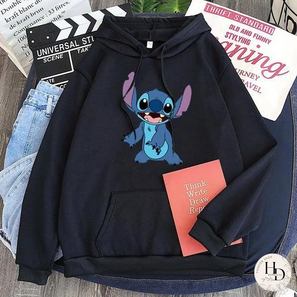 New Hoodie Sweatshirt Women Oversized cartoon Stitch Hoodie couple shirt versatile Sweatshirt Winter Long Sleeve Tops Hoodies