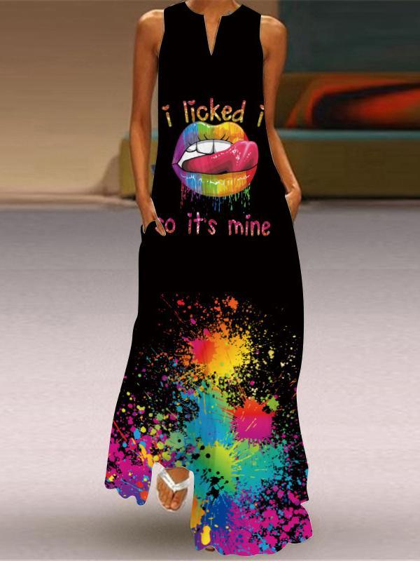 Women Half Sleeve V-neck Solid Color Dress