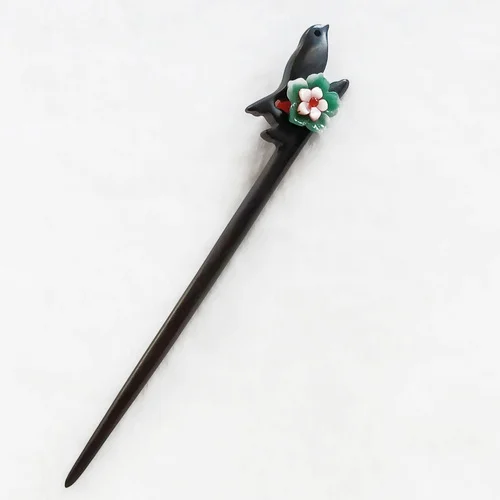 Handmade Sparrow Flower Shell Ebony Hair Stick Chinese Style Hairpin Hair Accessories Gift
