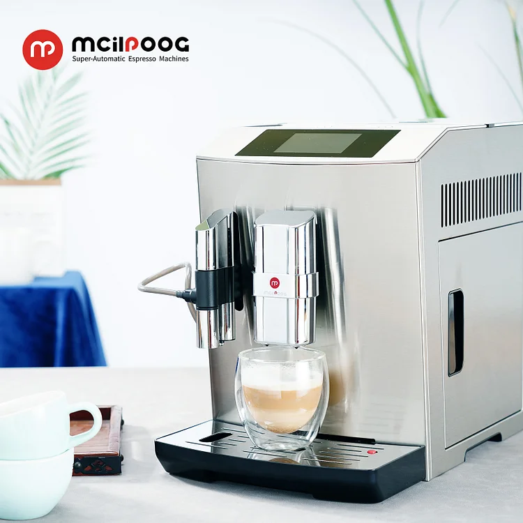 Mcilpoog TC530 Espresso Machine with Grinder，Semi Automatic Coffee Machine  with Milk Frother,Easy To Use Espresso Coffee Maker with 6 inch Large  Screen,15 Bar Pressure Pump,PID Temperature Control