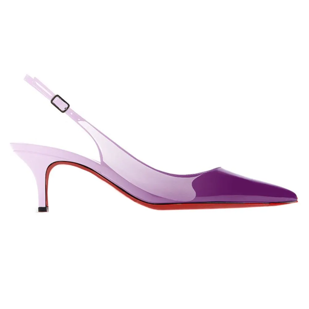 Women's Pointed Toe Slingback Shoes Kitten Heel Pumps Comfortable Dress Gradient Shoes-vocosishoes