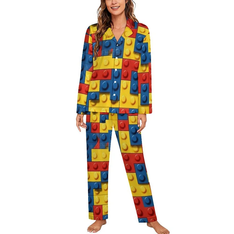 Women's Pajama Set BUILDING BLOCKS customized, personalized, gift