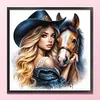 Girl With Horse-11CT Stamped Cross Stitch 40*40cm/15.75*15.75in tapestrymarket