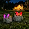 Solar Butterfly Garden Statue Waterproof Imitation Stone Landscape Light for Outdoor Yard Patio Decor for Women Mom Grandma
